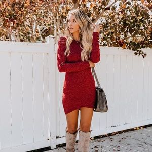 America’s Sweetheart Long Sleeve Dress - Burgundy